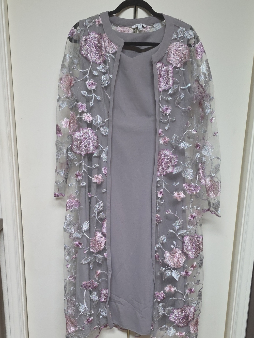 Elegant Mauve Embroidered Overlay Skirt Set